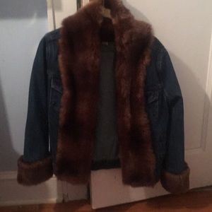 Brand new with out tags jean jacket with fur